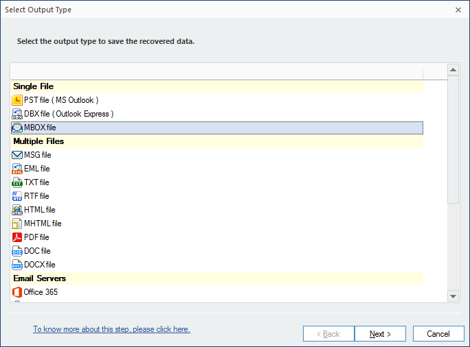 Choosing MBOX format for saving OST data