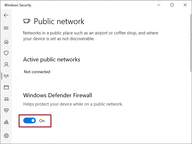 Enable Windows Defender Firewall