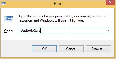 run Outlook in safe mode