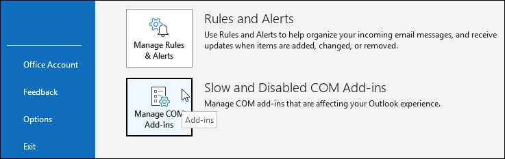 select Manage Add-ins