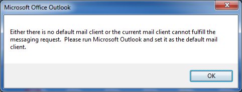 Outlook is not recognized as the default email client