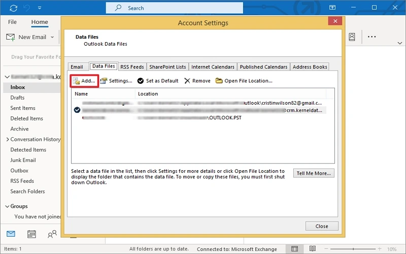 outlook pst could not be accessed