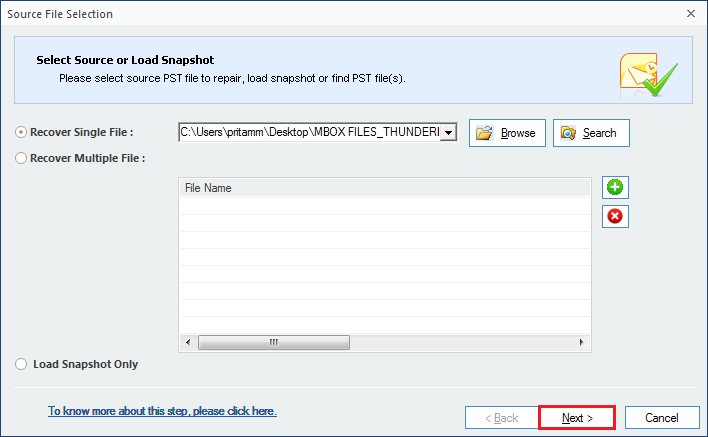 select a PST file