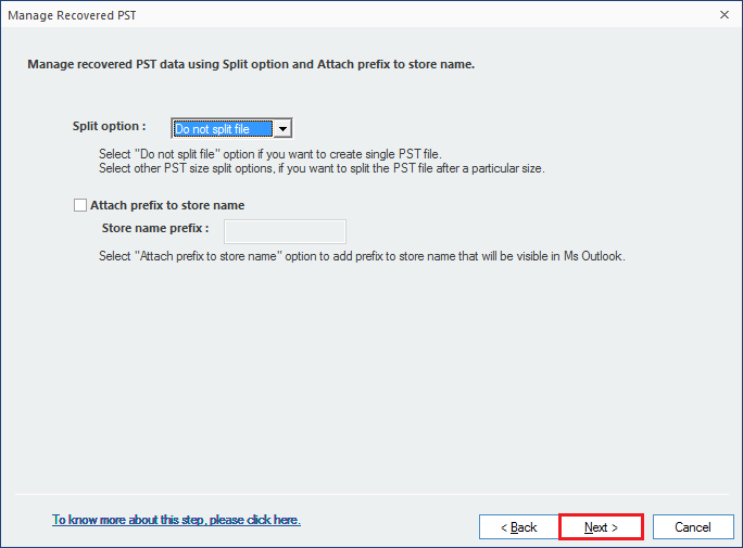 Select Split option