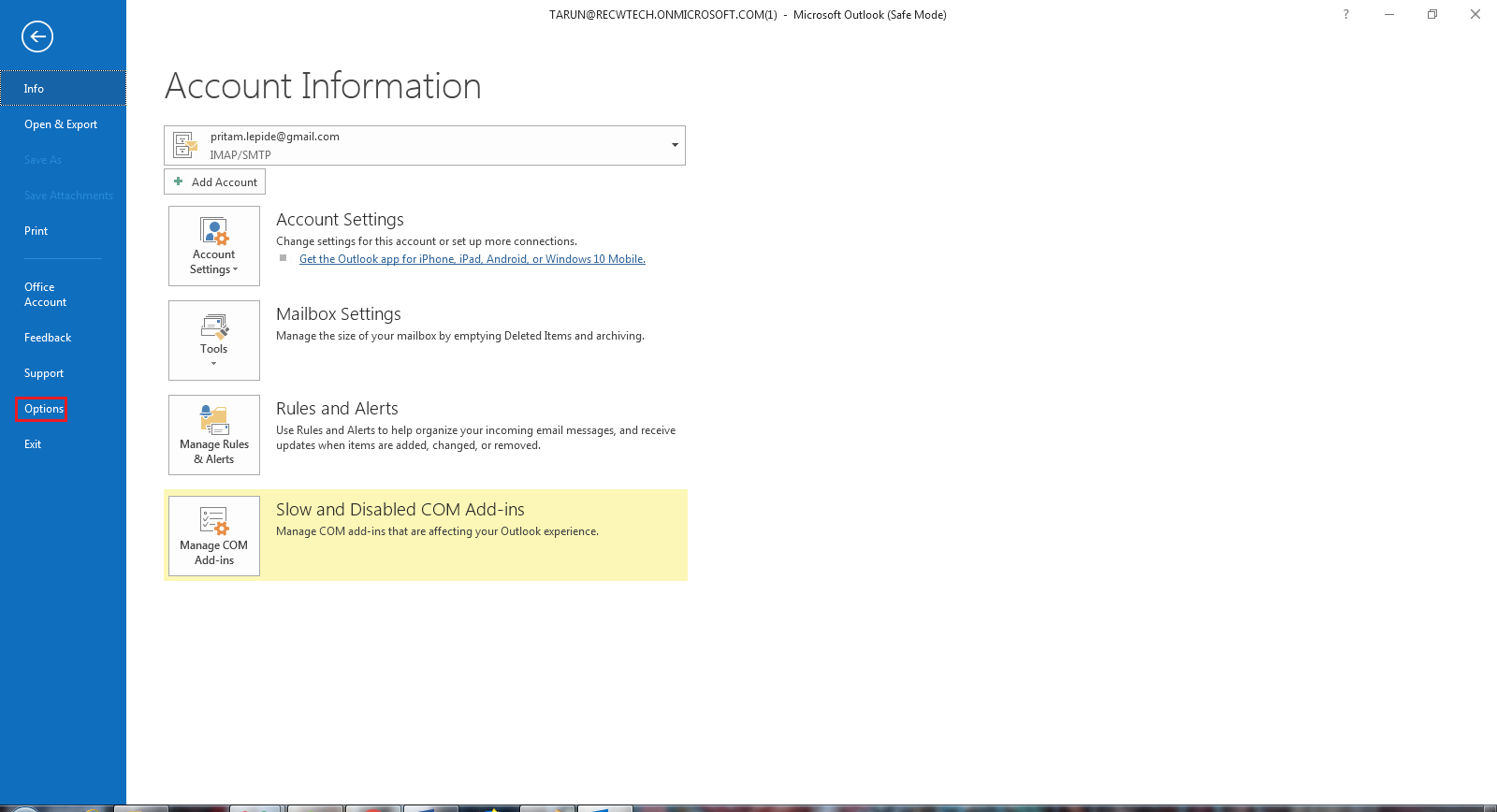 select file and options
