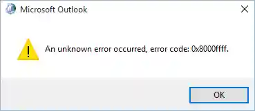 Outlook error code 0x8000ffff