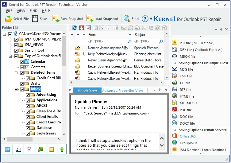 preview pst mailbox data