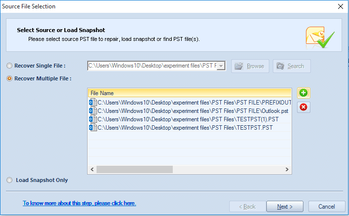 Select the single or multiple PST file(s) from a drive