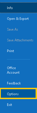 Outlook, click File then Options