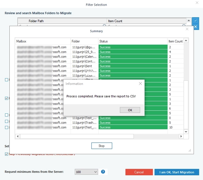 Save the Exchange backup report in CSV format