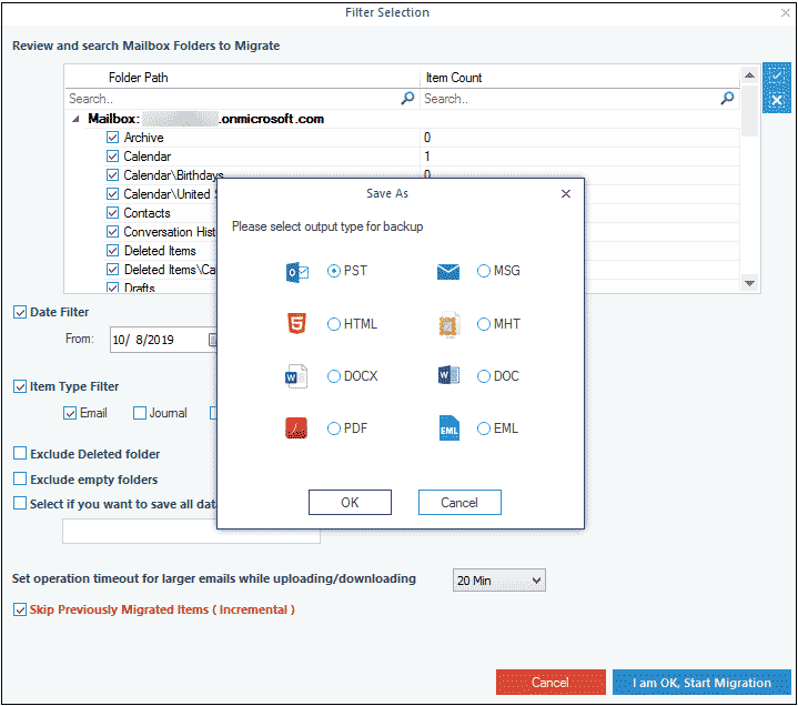 Select the file saving format