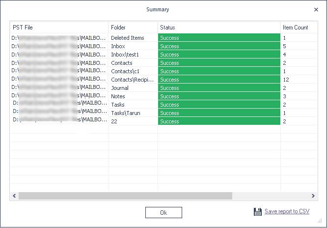 Save PST to Office 365 import report in CSV