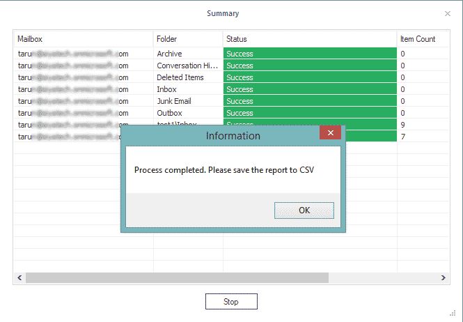 Backup report of Office 365 mailboxes to PST