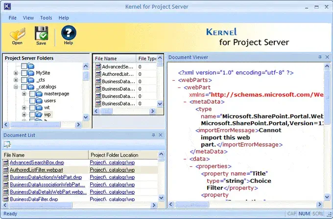Display of recovered Project