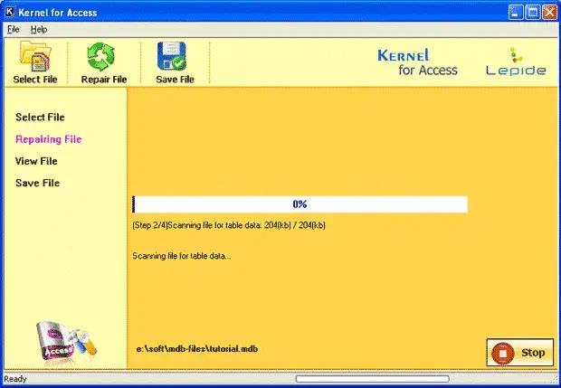 Access database repairing process