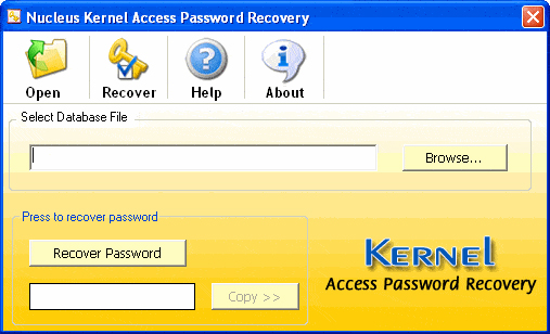 Home Screen of Access Password Recovery