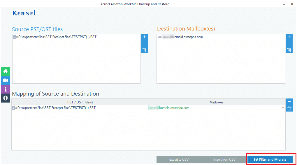 Mapping the PST file to WorkMail