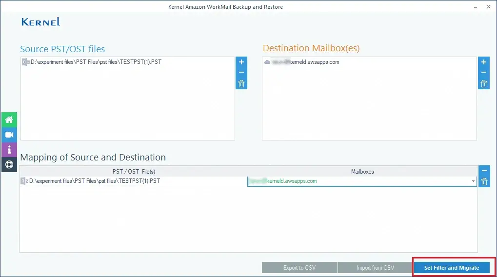 Mapping the PST file to WorkMail