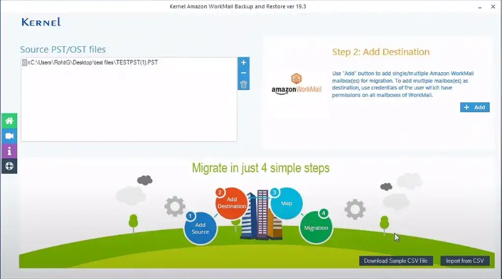 Add PST file & Amazon WorkMail account