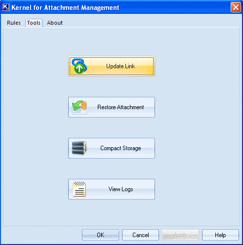 Ventana que muestra las opciones disponibles integradas en el software