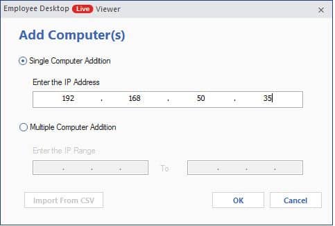 Input IP address to Add single computer
