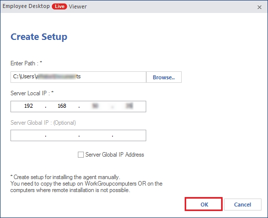 enter path, input IP address