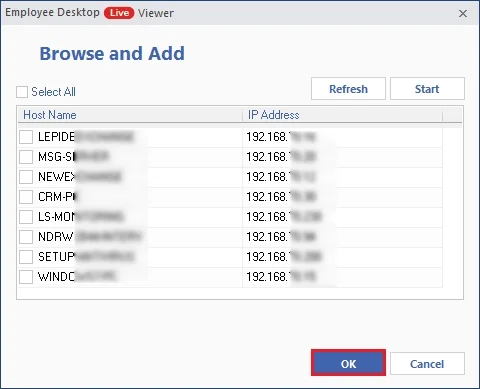 select computers to install the agent