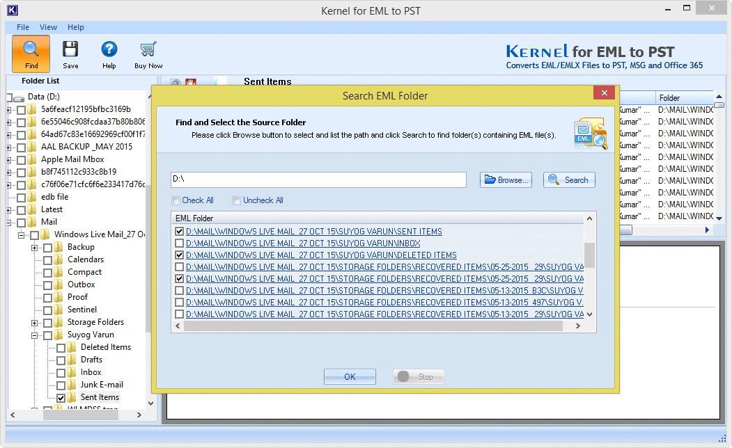 Depiction of EML/EMLX Folders