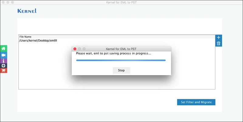 It will start converting EML files into PST