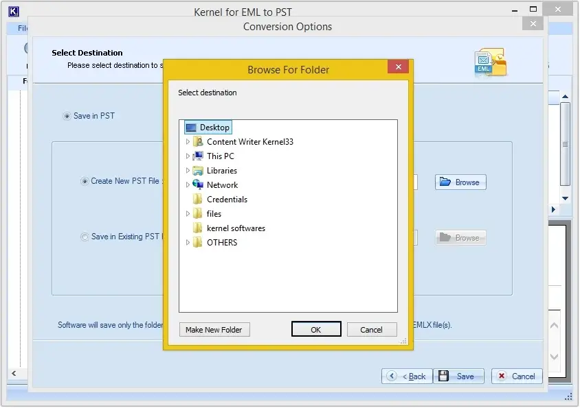 Browse the folder to save the converted file