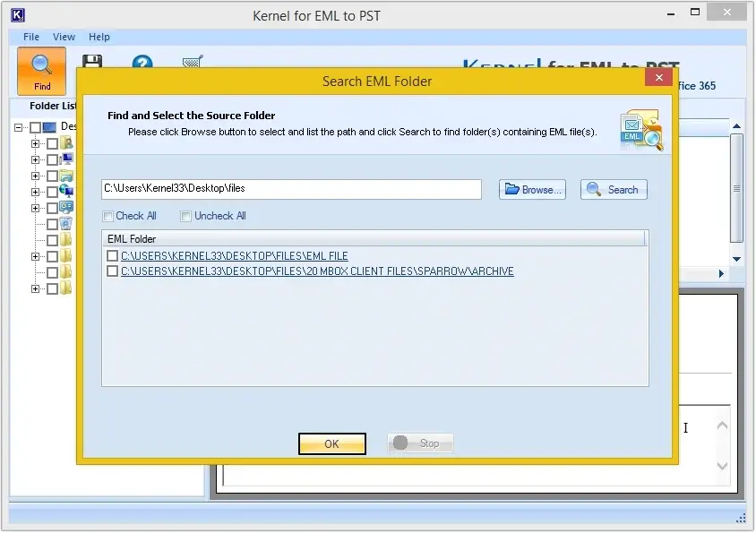 Select required EML files