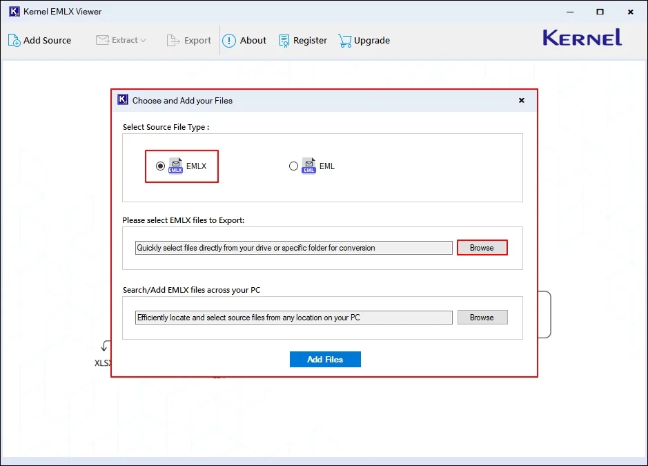 Select the EMLX option