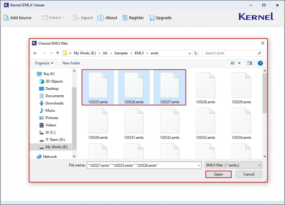 Select required EMLX files