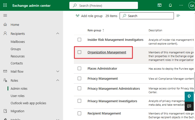 Select Organization Management