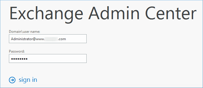 Login to Exchange Admin Center