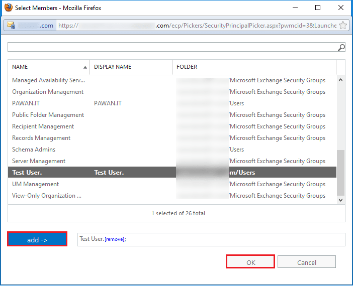 setup admin account in exchange