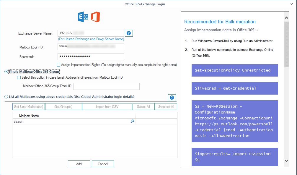 Provide the Destination and input proxy server name