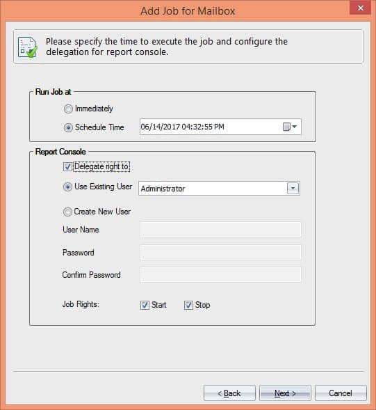 Running or scheduling mailbox migration.