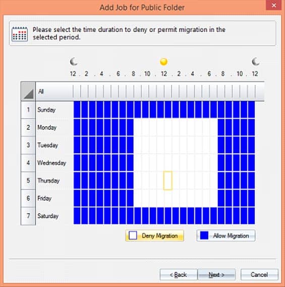 Blackout-tijdinstellingen voor migratie van openbare mappen.
