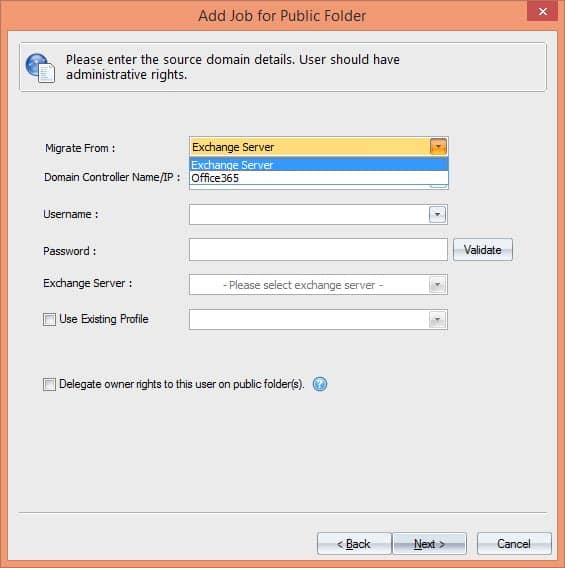 Selection of source for public folder migration (Exchange Server/Office 365)