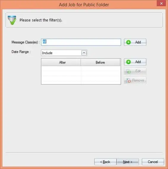 Filtering the public folder data for migration.
