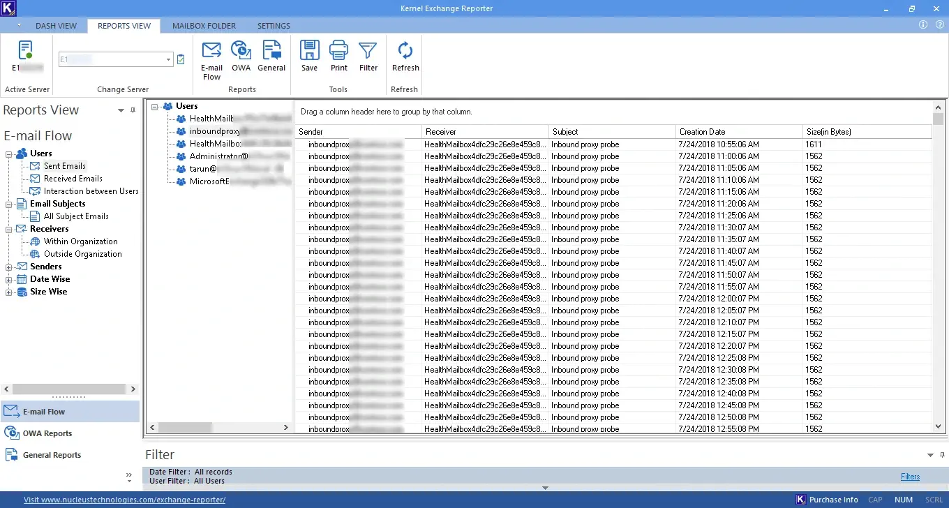 Check E-mail flow report