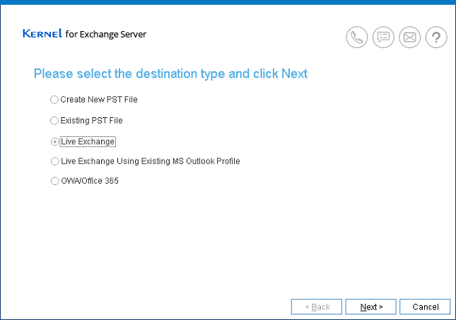 Select ‘Live Exchange’ option as destination.