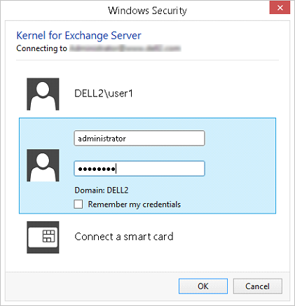 Provide the Exchange Server credentials to start the process.