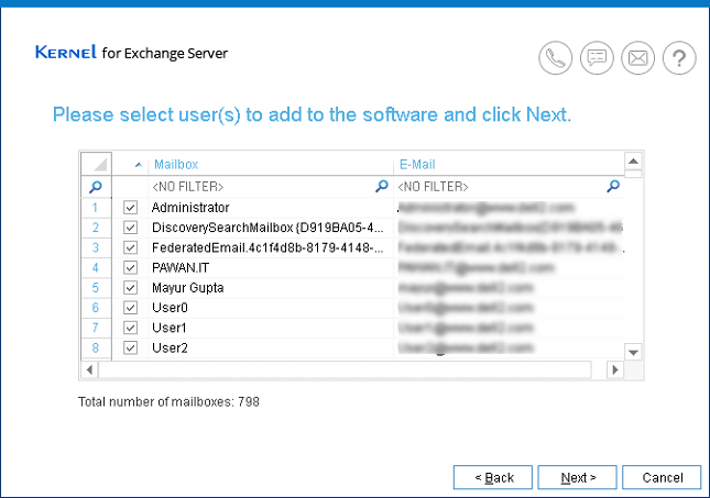 Put a check against the mailbox that you want to restore to live Exchange Server.
