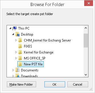 Browse the folder where you want to store PST file.