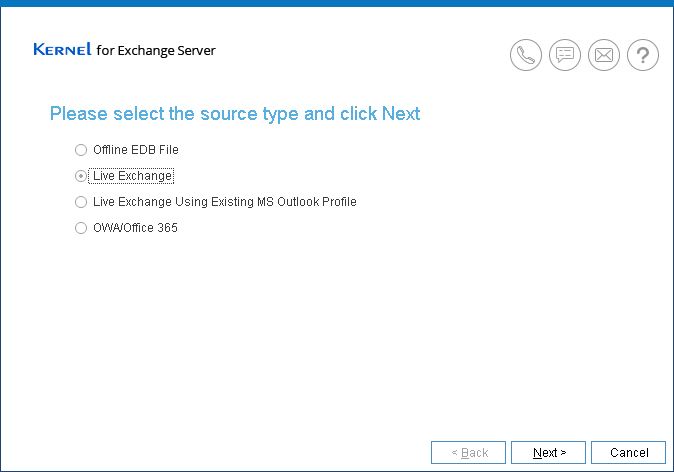 Select ‘Live Exchange’ option to add as source.