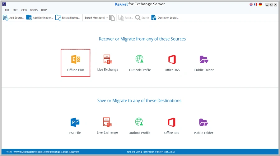 select offline edb option
