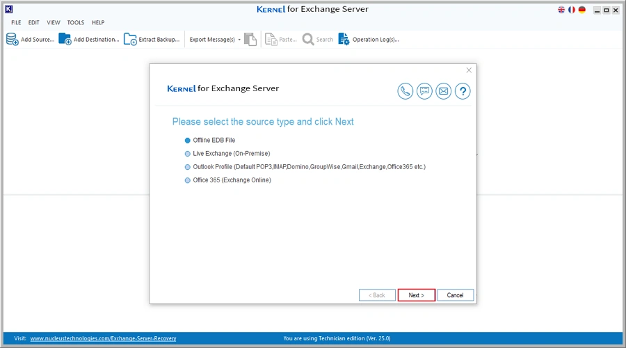 choose edb as option