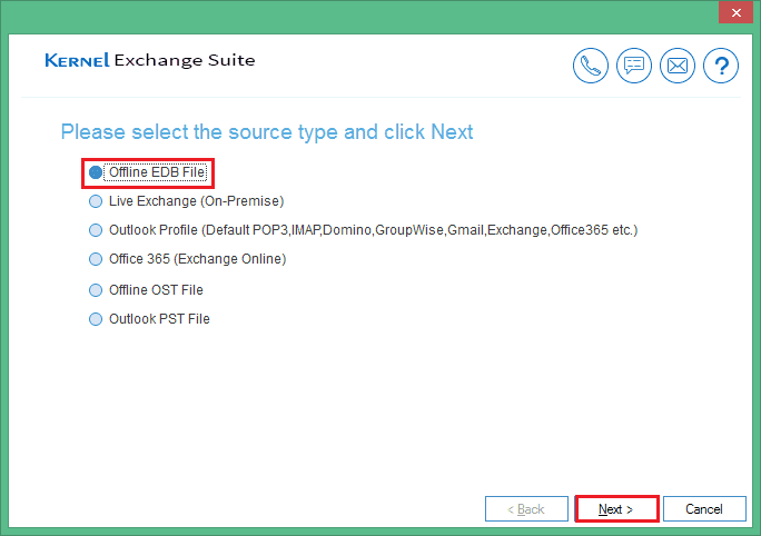 Select the first option of Offline EDB file